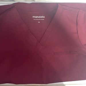 Mandala one pocket scrub top in wine.